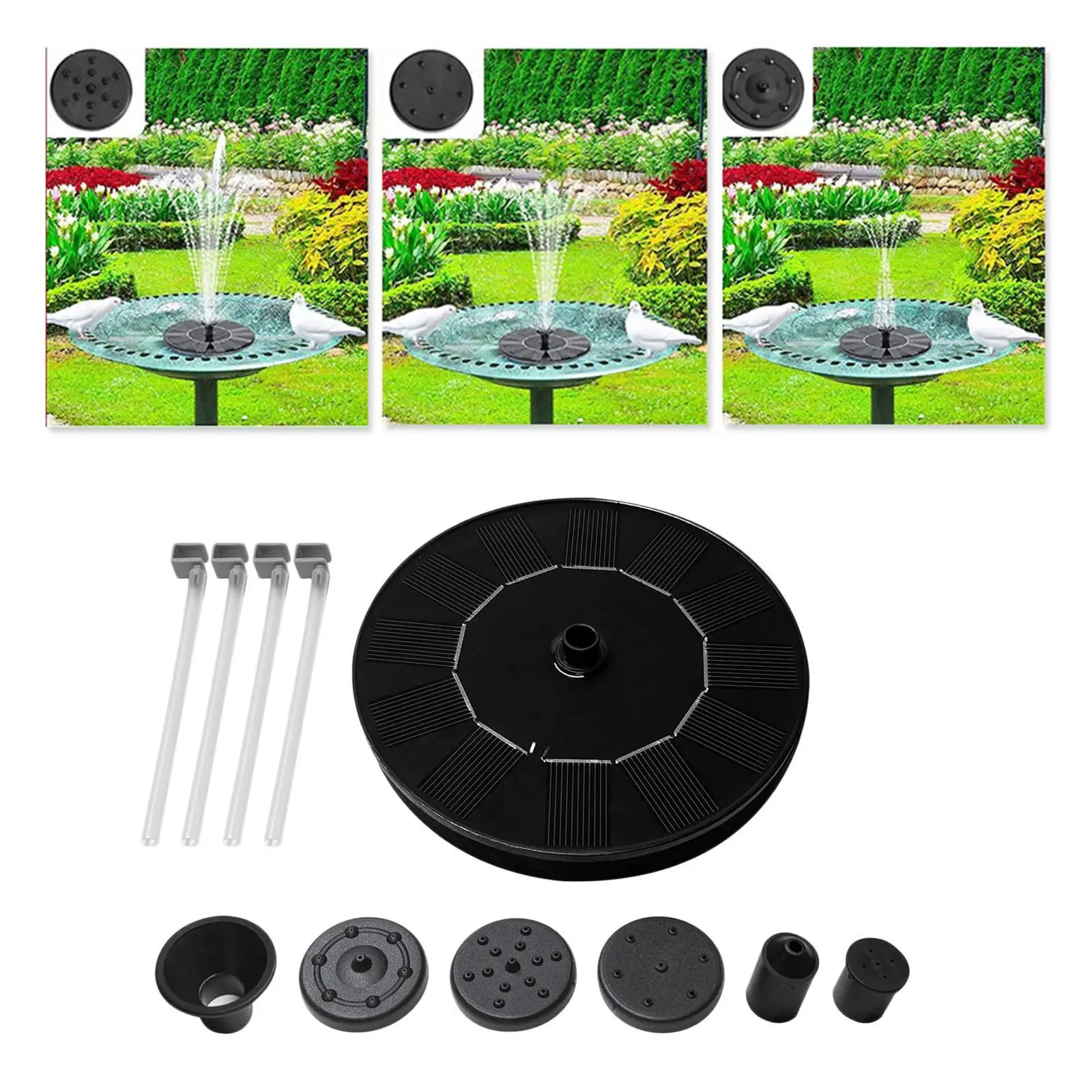 Солнечный насос для птиц 1 Вт солнечный фонтан птичьей ванны с 6 насадками сада