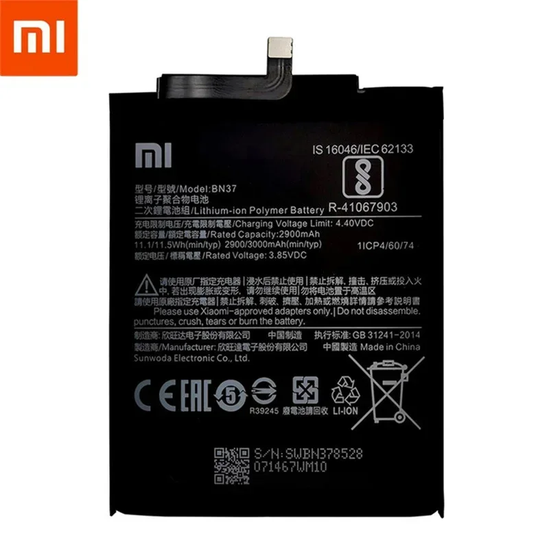 Оригинальный сменный аккумулятор для Xiaomi Mi Redmi6 Redmi 6 6A Redrice BN37 оригинальный