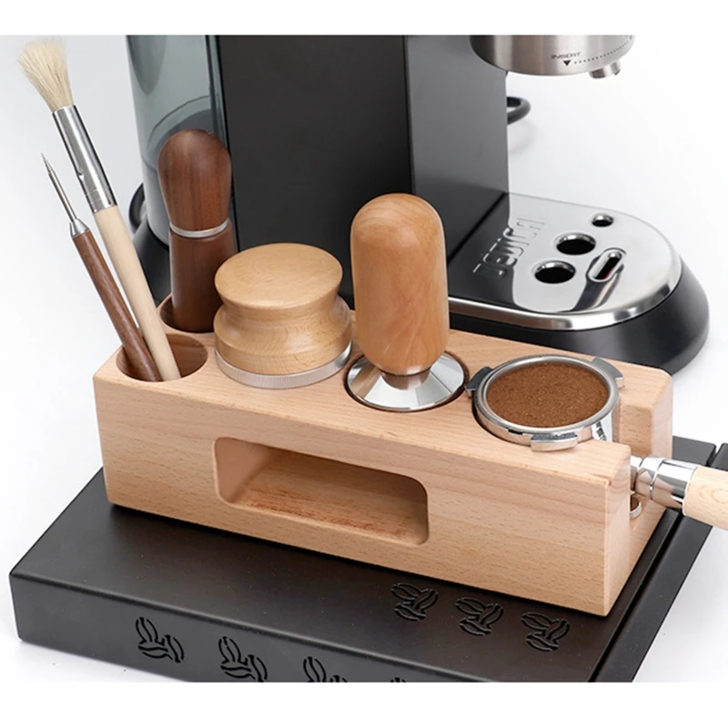 

Card Slot Design Wooden Espresso Tamper Mat Stand Food Safe Wooden Coffee Tamp