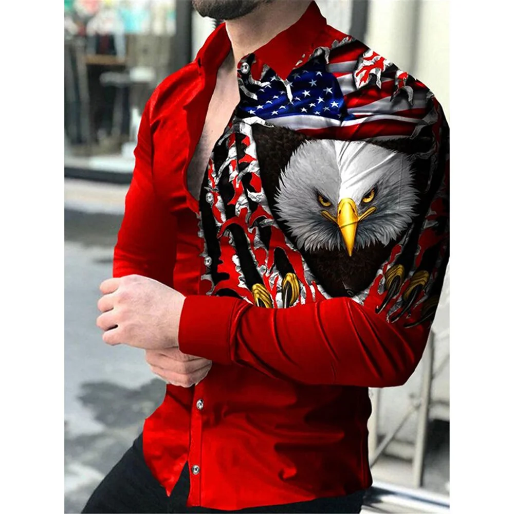 2023 Luxury men's social shirt lapel single-breasted animal print long-sleeved designer clothing casual street men's clothing