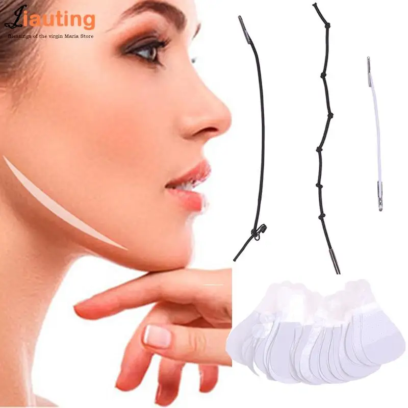 

40Pcs/Set Invisible Thin Face Sticker Lift V Shape Facial Wrinkle Removal Sticker Sagging Face Lift Up Chin Tape AntiAging Patch