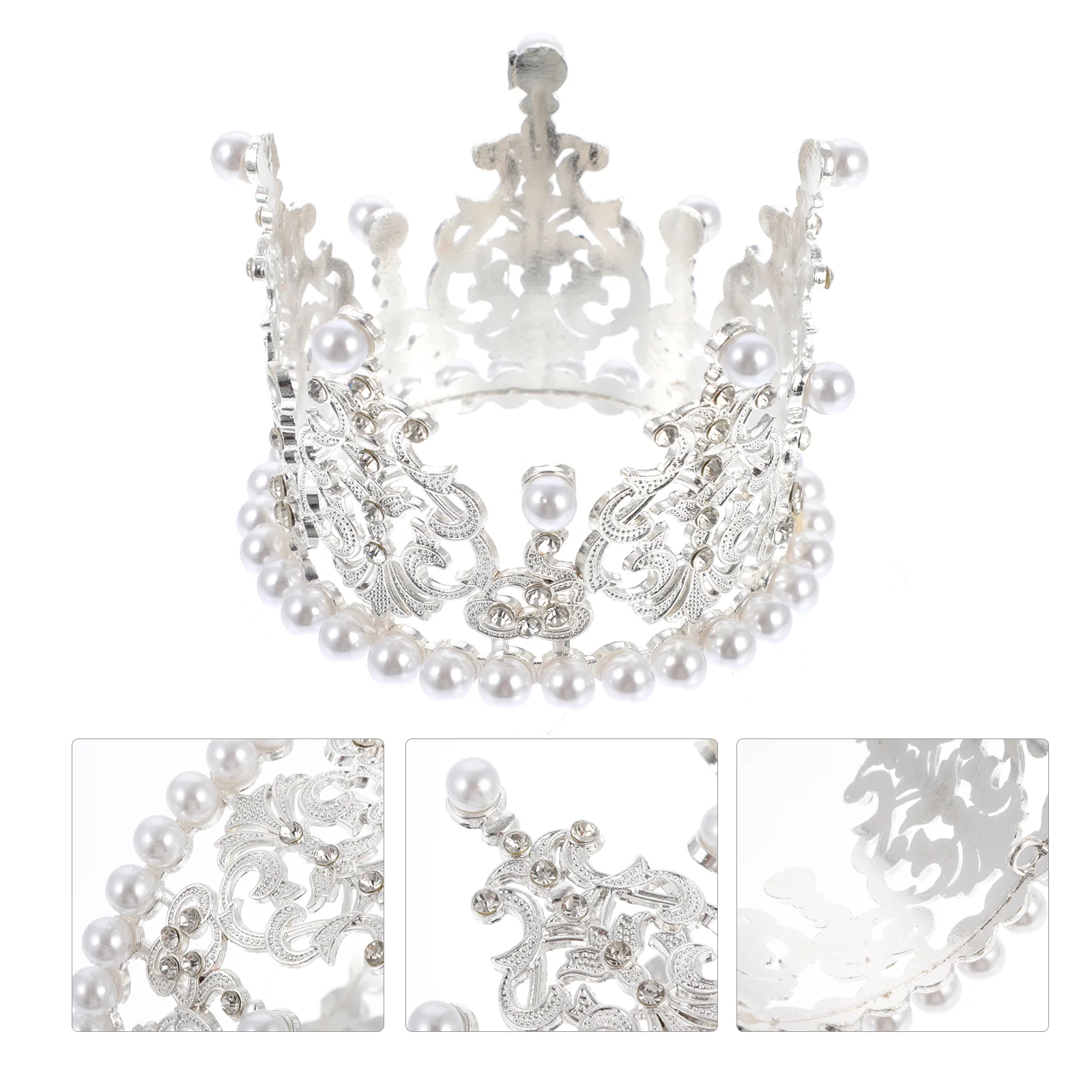 

Caketopper Tiara Crystalwedding Mini Birthday Decoration Headpiece Rhinestone Pearl Prom Dessert Prince Bridesmaid Happylittle