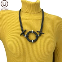 ukebay new geometric pendant necklaces for women handmade rubber jewelry ethnic classic sweater chain necklace
