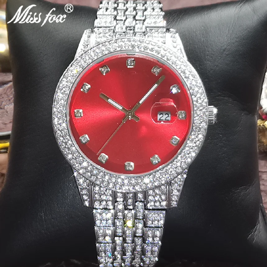 

Hip Hop MISSFOX Trendy Men's Watches Quartz Red Top Brand Luxury Auto Date Business Waterproof Clocks Dive Male Wrist Watches