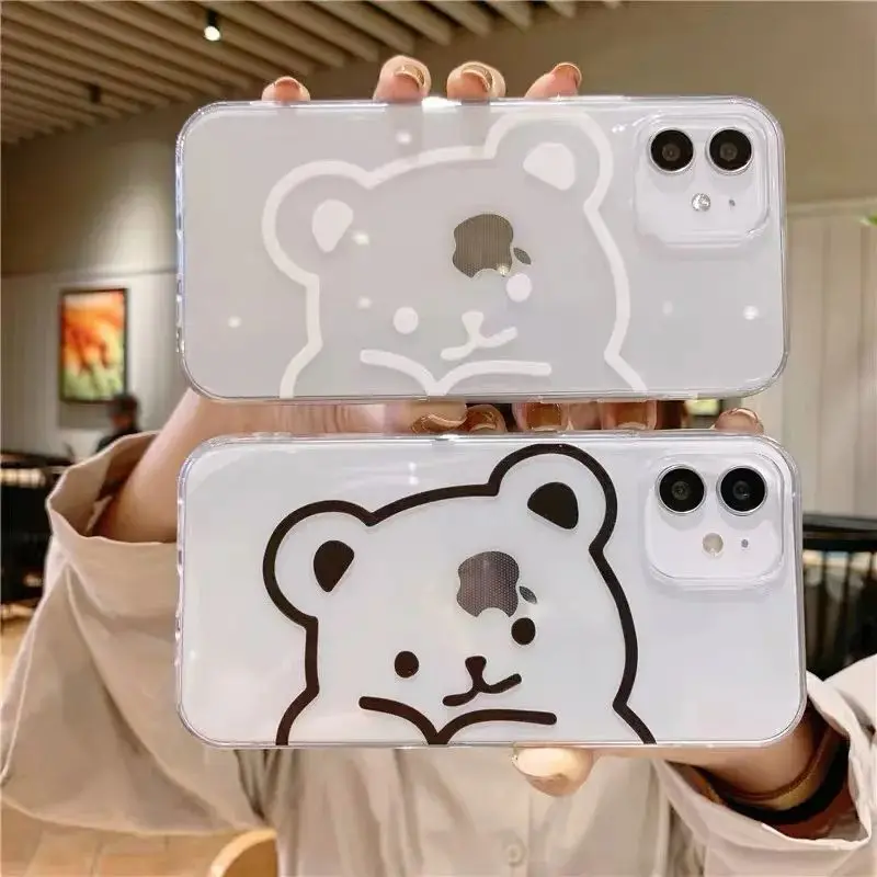 

Cases For iPhone 13 Pro Max Mini 11 12Pro Max X XR XS Max SE 2020 8 7 6 6S Plus Simplicity Line Bear Soft Silicone Cover Funda