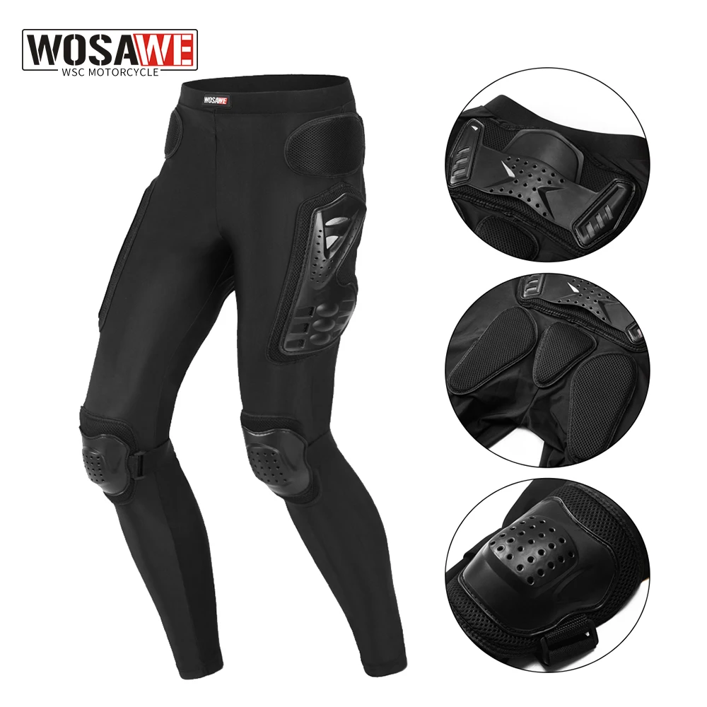 

WOSAWE Men MTB Motorcycle Armor Pants Knee Crotch Hip Butt Protection Off-Road Motorbike Motocross Tight Protective Trousers