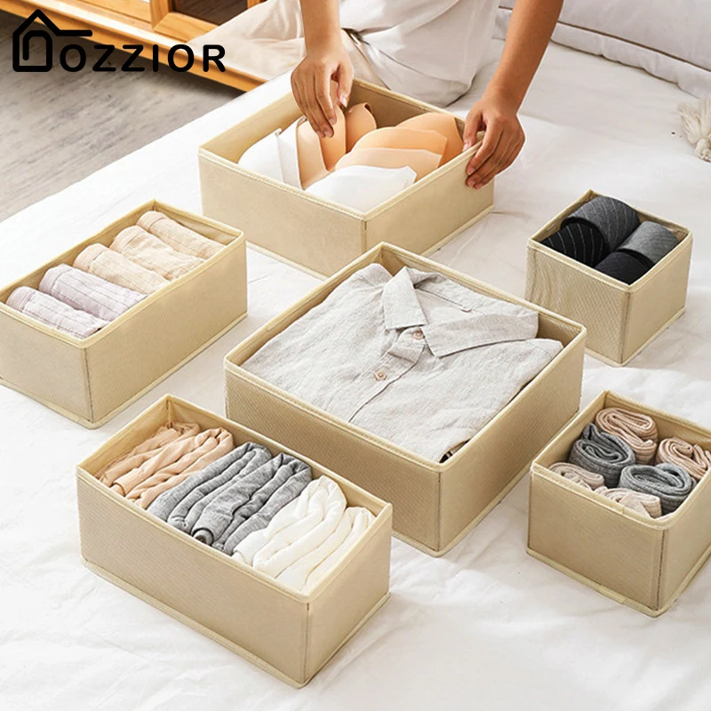 Folding Clothes Storage Box Underwear Pant Storage Organizer Non-Woven Closet Organizer Basket Home Bedroom Drawers Storage Box