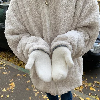 Kawaii Cozy Plush Winter Bunny Gloves - Fur Full-Finger Mittens 2