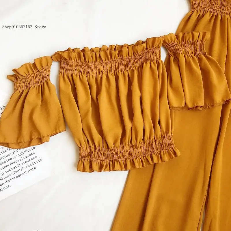 Женский повседневный комплект из двух предметов с открытыми плечами