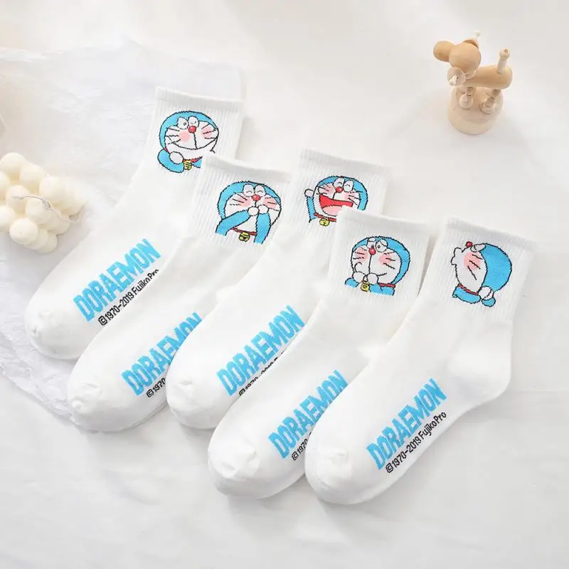 

Kawaii Cartoon Cute Doraemon Middle Tube Socks Campus Student Socks White Socks Cute Girl Heart Socks Toys for Girls