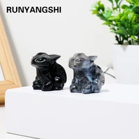 1pc natural obsidian toothless crystal carving crafts labradorite cartoon hand made ornaments collection healthy toys