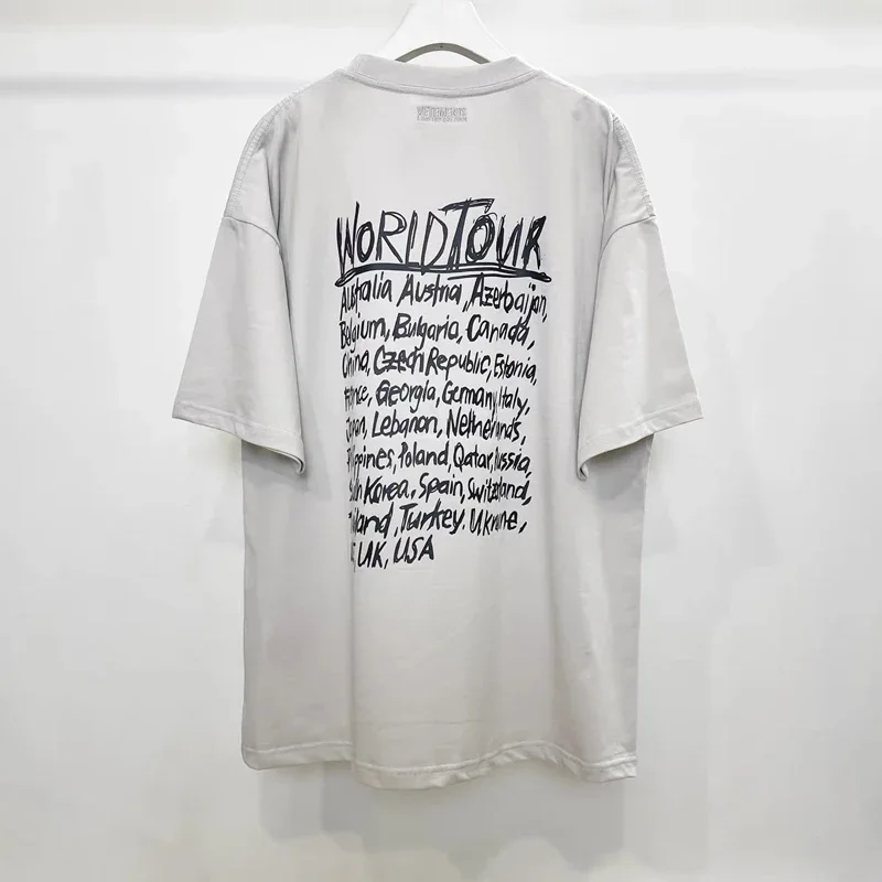 

VTM Oversized Men T Shirt Women 1:1 Chest Letter Logo Graffiti Print Pure Cotton T-Shirts