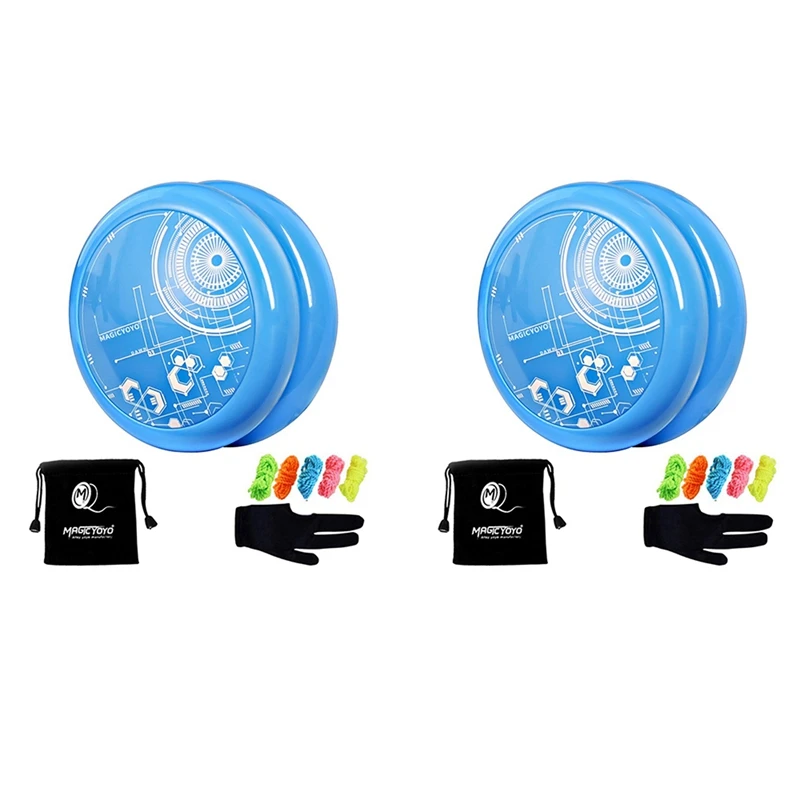 

2X MAGICYOYO D3-DAWN Star Pattern ABS Professional Yoyo Ball Spin Classic Toys for Kids Blue