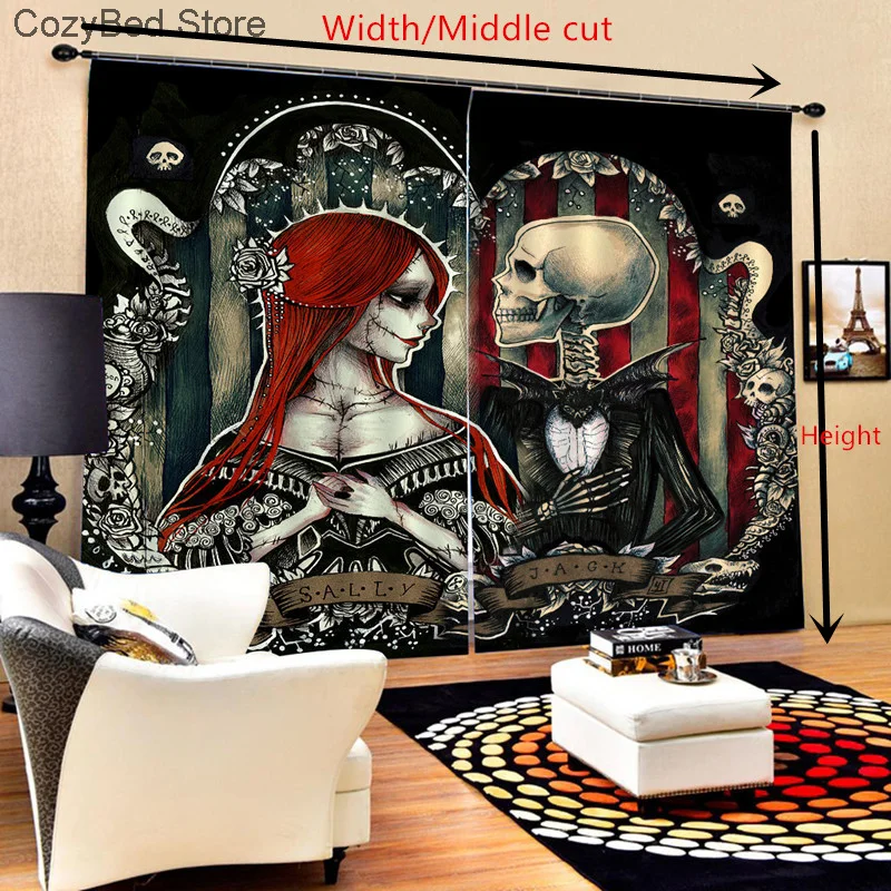 Занавески с 3d-изображением черепа занавески окошками для пар свадьбы гостиной