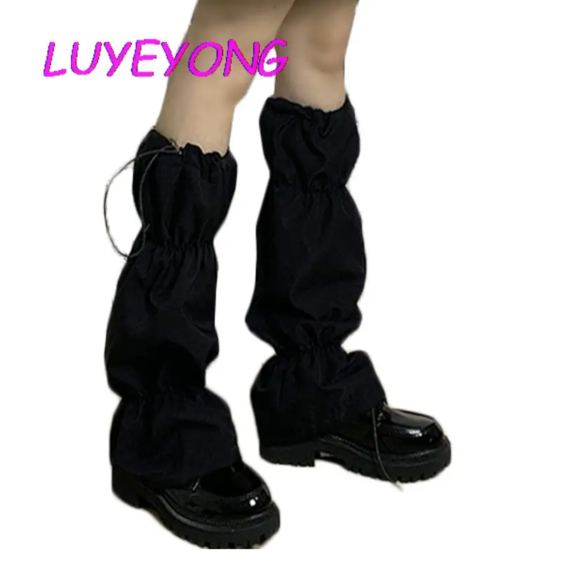 Calentador de piernas negro Jk Lolita Sweet Girl, ropa de calle Hipster Ninja para mujer, calcetín fresco con hebilla ajustable hasta la pantorrilla, venta al por mayor, 2022