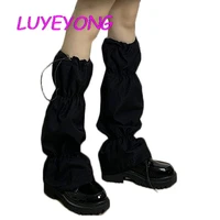 wholesale black jk lolita sweet girl leg warmer 2022 hipster ninja lady streetwear calf length cargo adjustable buckle cool sock