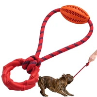 pet dog interactive toys bite resistant tug of war rugby rubber ball toy cleaning teeth molar training puzzle medium large dogs