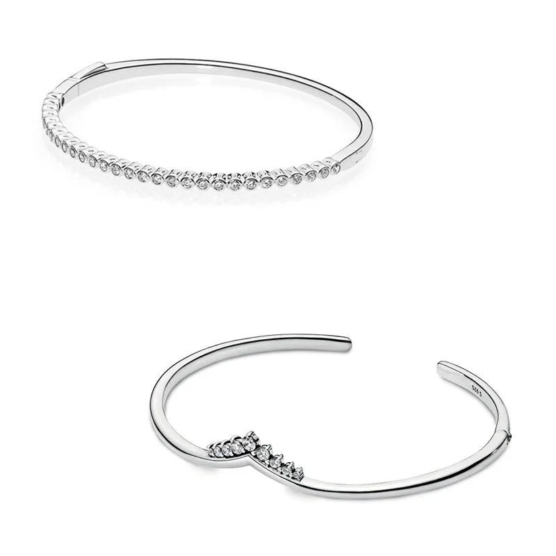 

Original Moments High Quality Crown Open Bracelet Bangle Fit Women 925 Sterling Silver Bead Charm Fashion Jewelry