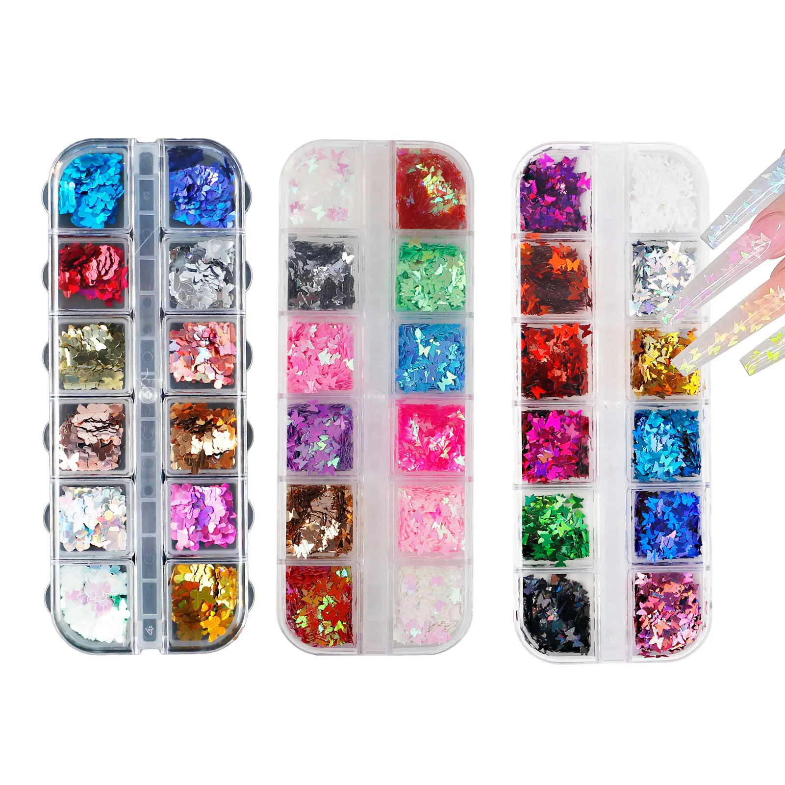 

3 Boxes Nail Art Glitter Sequins Elegant For Women Girls Craft Mixed Color Decoration DIY Makeup Polishing 36 Colors Sticker 3D