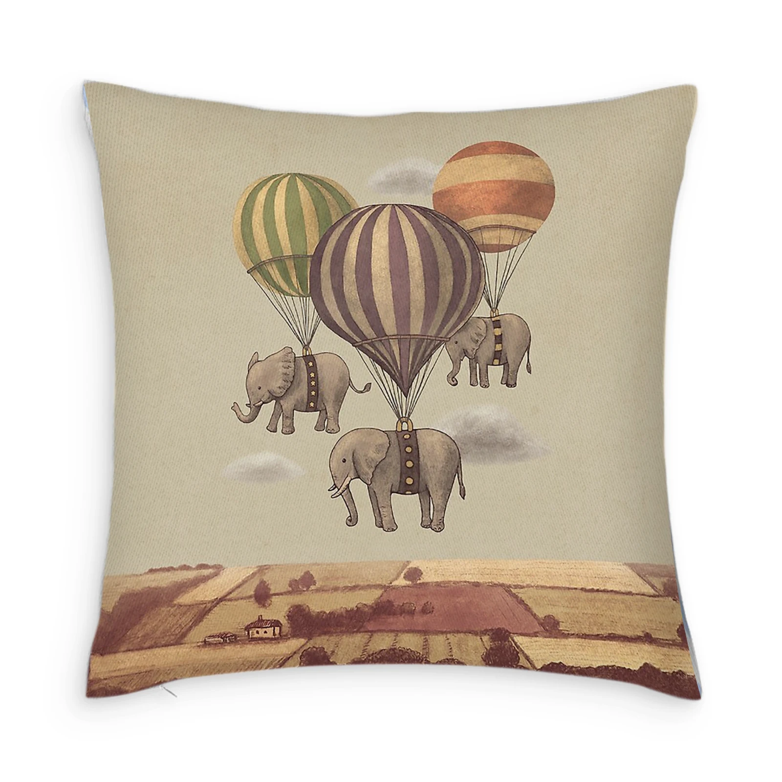 

Чехол для подушки с рисунком летучих слонов