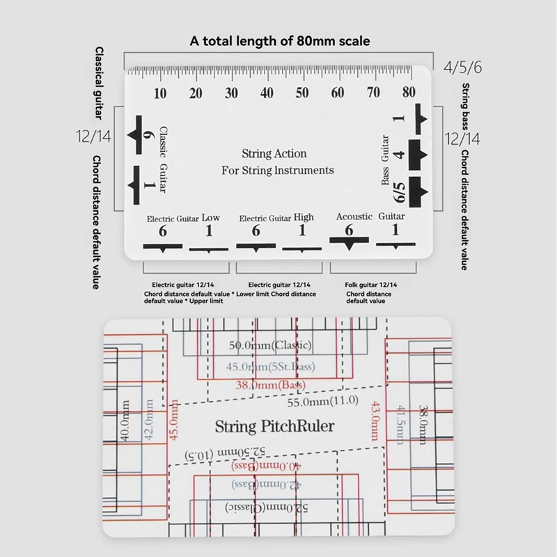 12 шт. пластиковый штангенциркуль для гитарных аккордов карт измерительный
