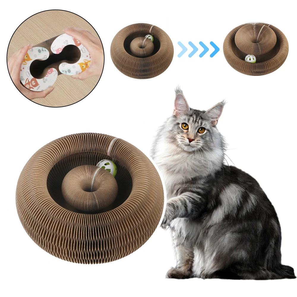 

Kitten Climbing Frame Interactive Toys Round Corrugated Cat Scratching Toy Grinding Claw Magic Cat Scratch Organ Board