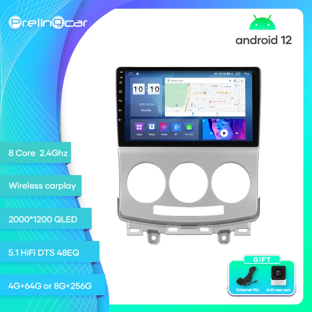 

Prelingcar For Mazda 5 2005-2010 Years Android 12 Car Monitor 8 256g Carplay RDS GPS Built 2din Radio DVD Player 5.1HIFI DST