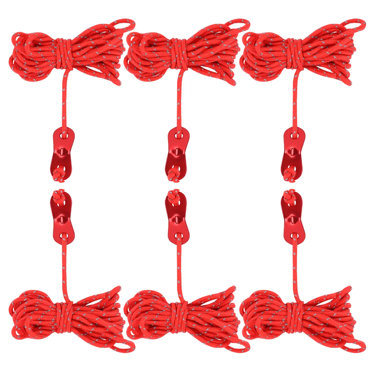 

6pcs 4 Meter Guyline Tent Rope Reflective Rope Tent Cord with 2-Eye Rope Tensioners for Camping Hiking Backpacking