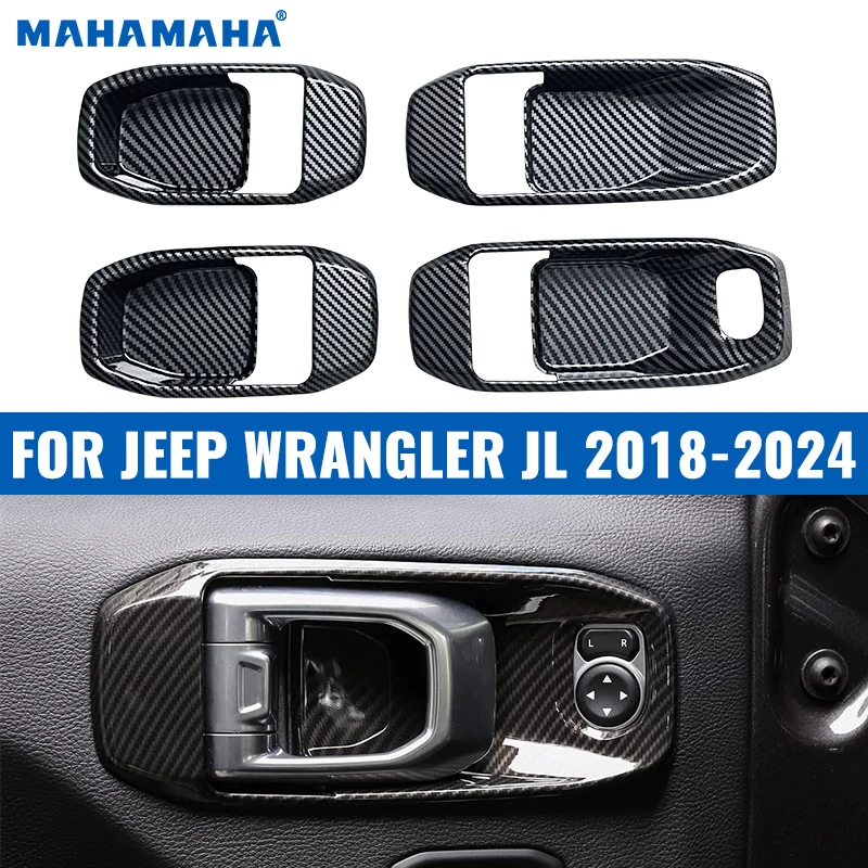 4 шт. декоративные наклейки на дверную ручку Jeep Wrangler JL Gladiator JT 2018-2024