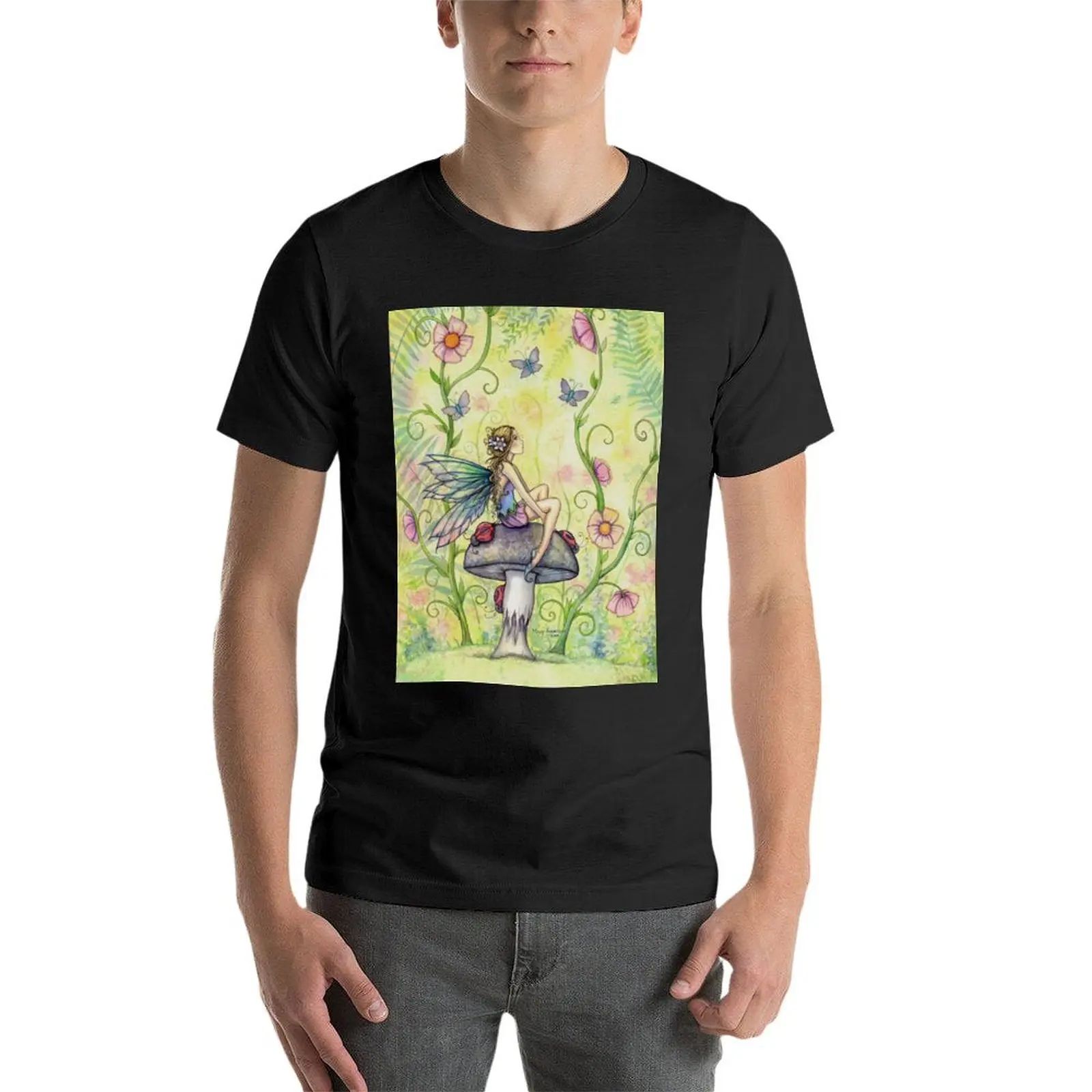 Футболка мужская с изображением феи и божьих коровок