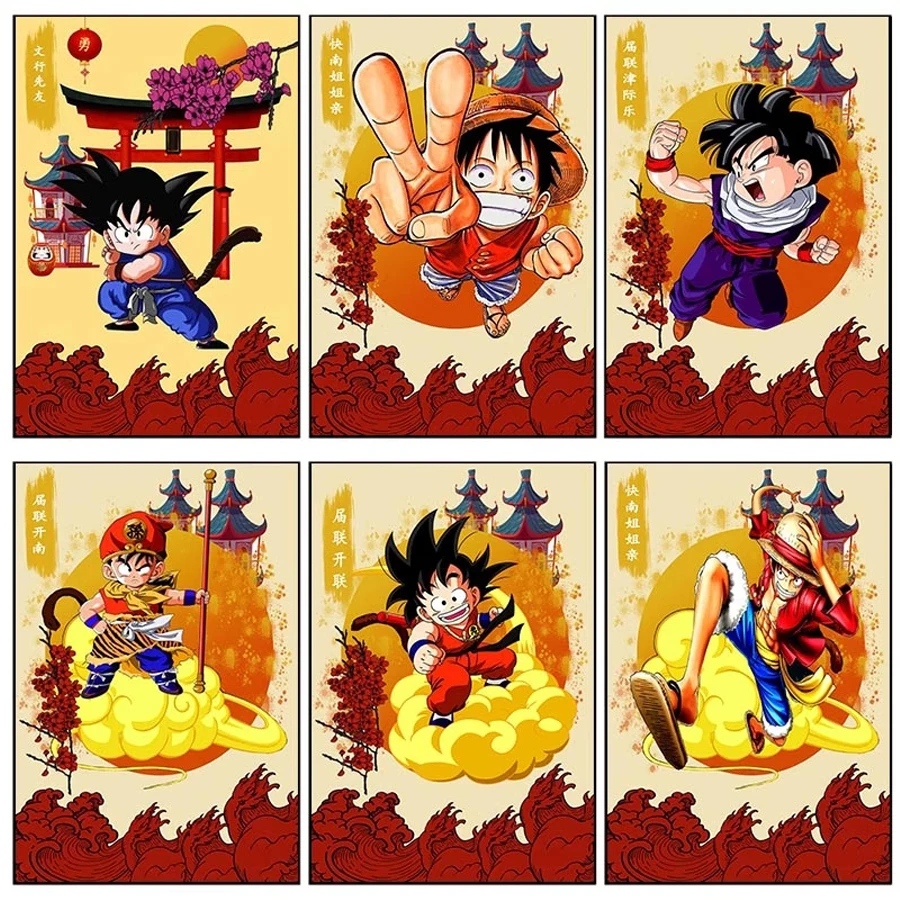 

broderie diamant Diy Diamond Painting Japanese Anime Dragon Ball Goku Embroidery Mosaic Wall Stickers Modern Home Decoration