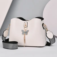 2022 women white handbag new designer butterfly tassel pu leather messenger bags ladies crossbody female tote shoulder bag