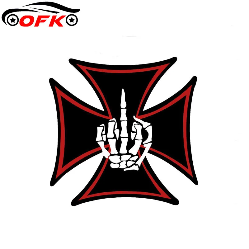 

Skull Finger Cross Car Sticker Cross Reflective Decal PVC 11.8CM*11.8CM