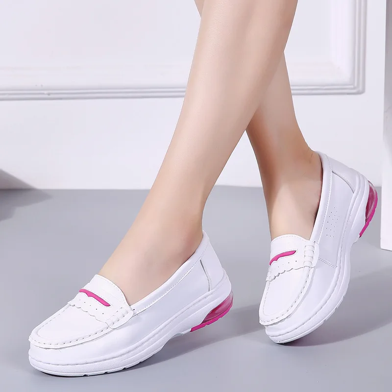 

New high-elastic EVA air cushion sole hospital nurse shoes white women's shoes comfortable wedge heel warm work shoes