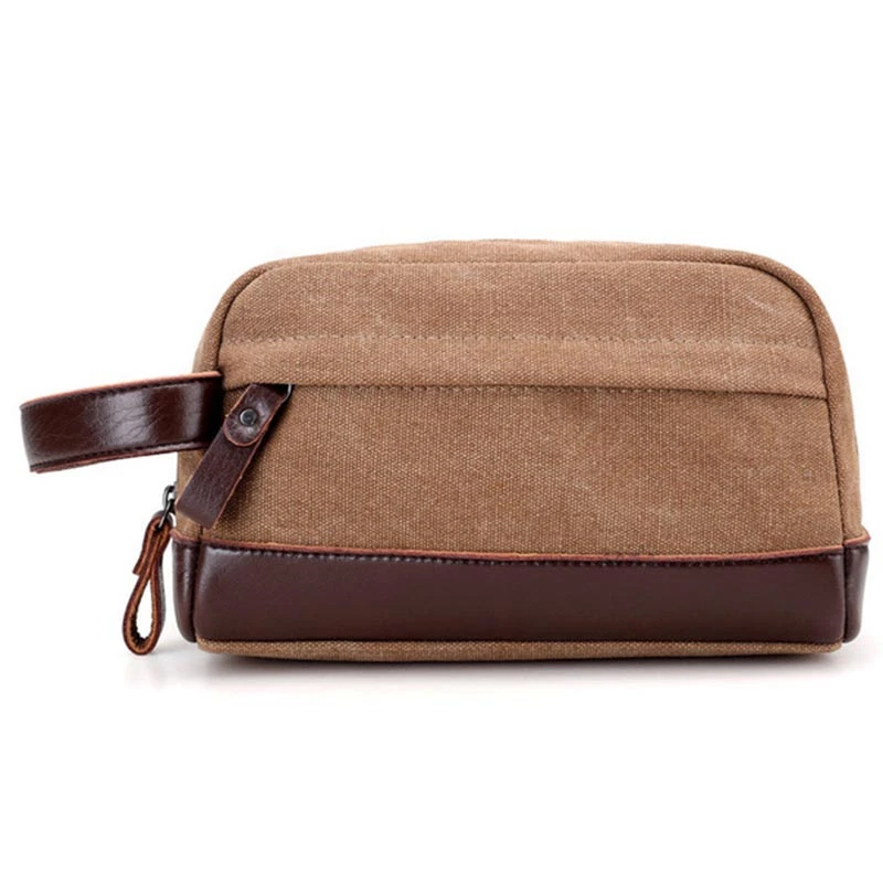 

Zipper Men Travel Canvas Toiletry Bag Wash Shower Makeup Organizer Portable Case Pouch Faux Leather
