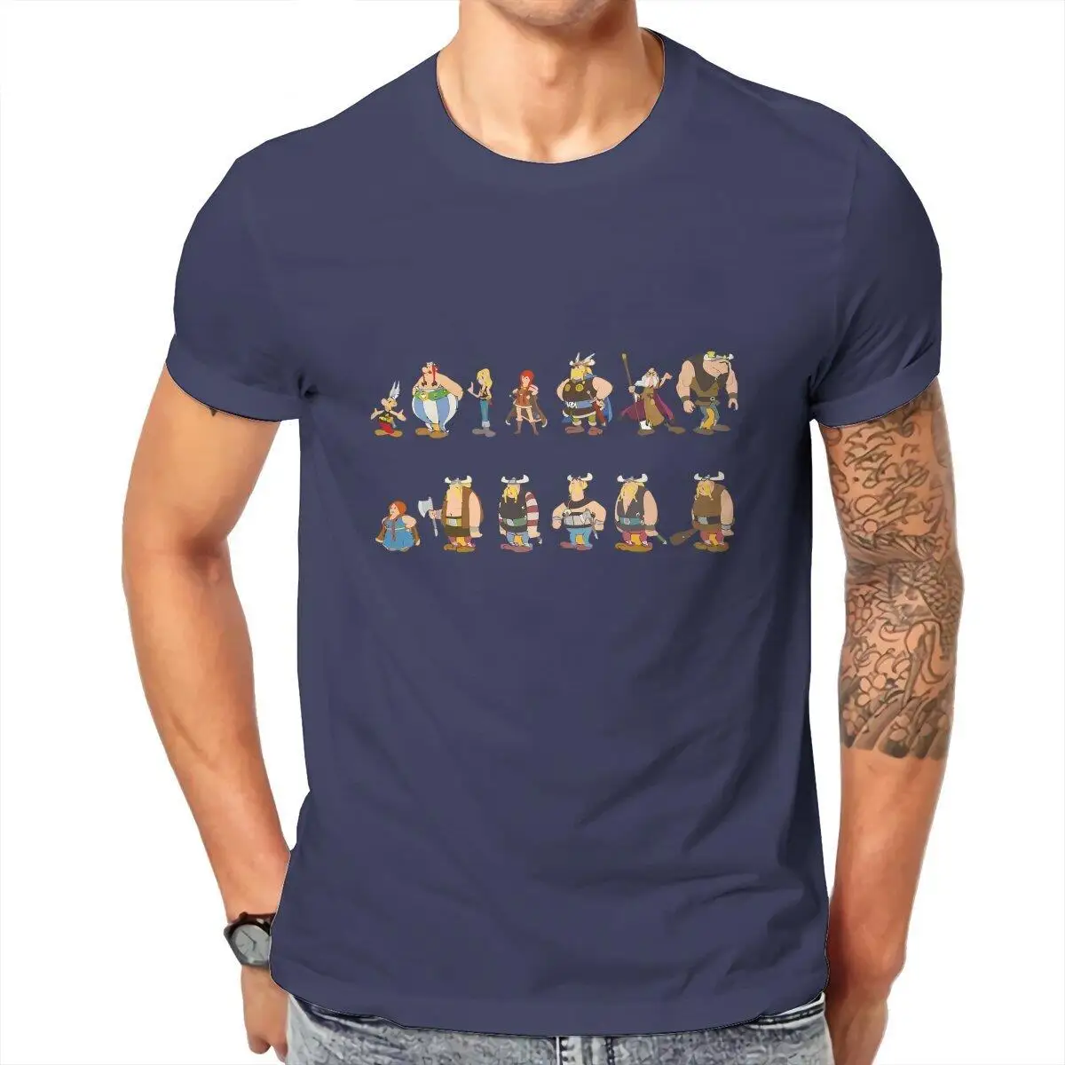 Asterix And Obelix Men T Shirt  Novelty Tees Short Sleeve O Neck T-Shirts Pure Cotton 4XL 5XL Tops