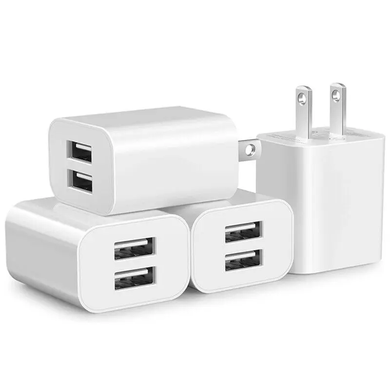 Lot of  4 X 5V 2.1A USB Wall Charger Block Dual Port Cube USB Plug Power Charging Adapter for Xs/X / 8/8 Plus / 7 / 6S / 6S Plus