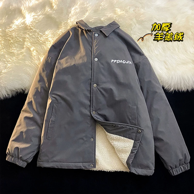 EOENKKY/2022 New Brand Men Parkas Turn Down Collar Fashion Cotton Padded Jackets Casual Male Warm Winter Coats Outerwear
