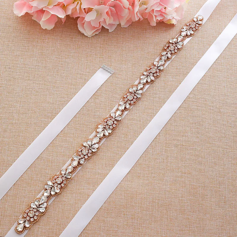 JLZXSY Thin Crystal Belt Rhinestone Bridal Sash for Bride Gown Wedding Dresses Accessories (Silver Gold Rose Gold) | Аксессуары для