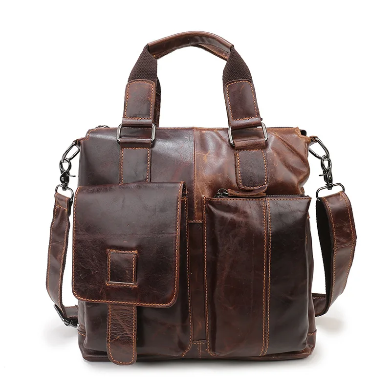 

Кожаная мужская сумка из воловьей кожи, удобный деловой портфель, мужская сумка-мессенджер на одно плечо