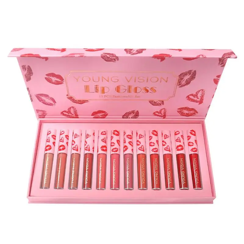 

12Pcs/Set Velvet Matte Lip Glaze Gift Set Liquid Lip Gloss Kit Lip Gloss With Velvet Texture Waterproof Moisturizing Non-Stick