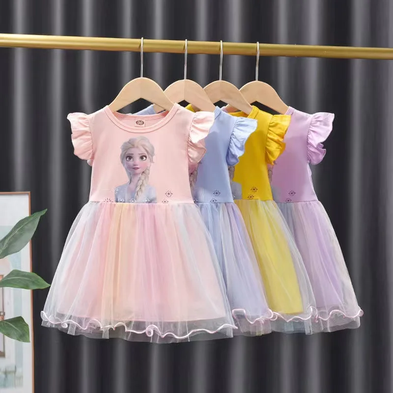 Летние Детские платья для девочек рождественские наряды мультяшная холодная