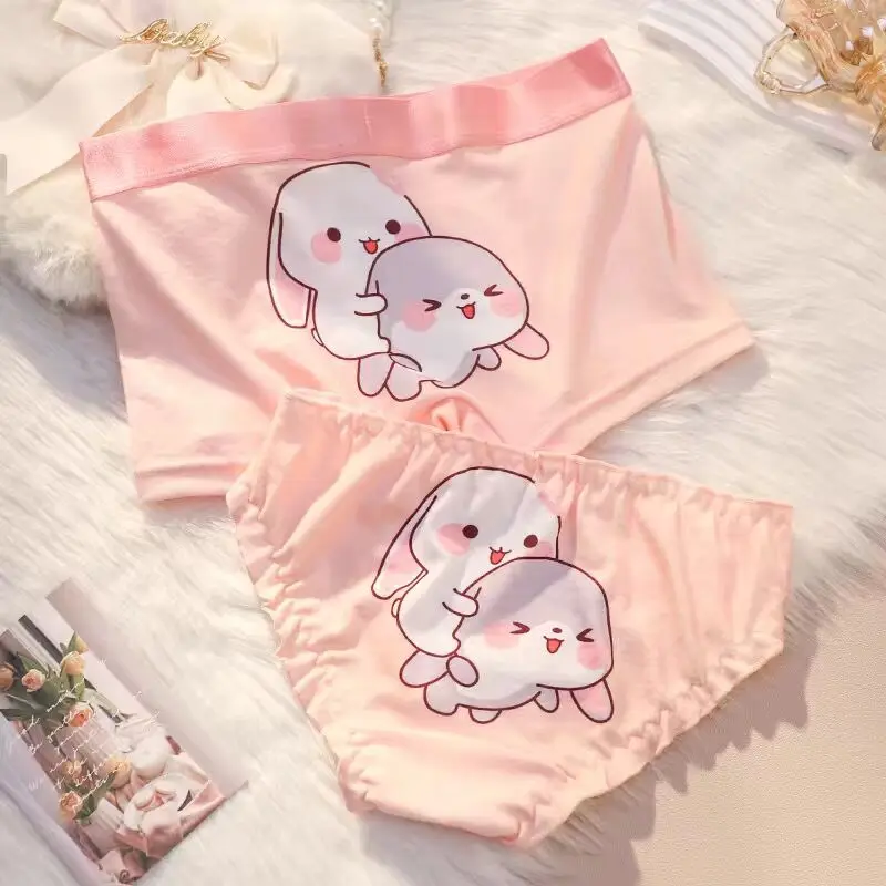 Couple Panties Set Cotton Underwear Men Boxer Shorts Women's Underpants Cute Underwear Lovers Underwear Cozy Lingerie Panty