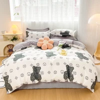 simple duvet cover queen king size bedding set single double anime floral bed clothes polyester sanding bedroom comforter sets