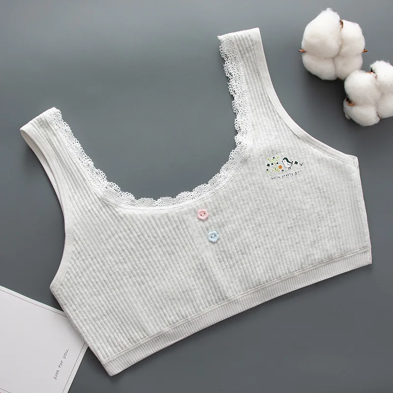 Adolescent Girls Bra Underwear 10-12-15 Years Old Girls Vest Thin Lace  Double Layer No Chest Pad Girls Bra Sport Bra