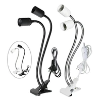 eu us plug 360 degrees flexible desk lamp holder e27 base light socket gooseneck clip on cable with on off switch for home plant