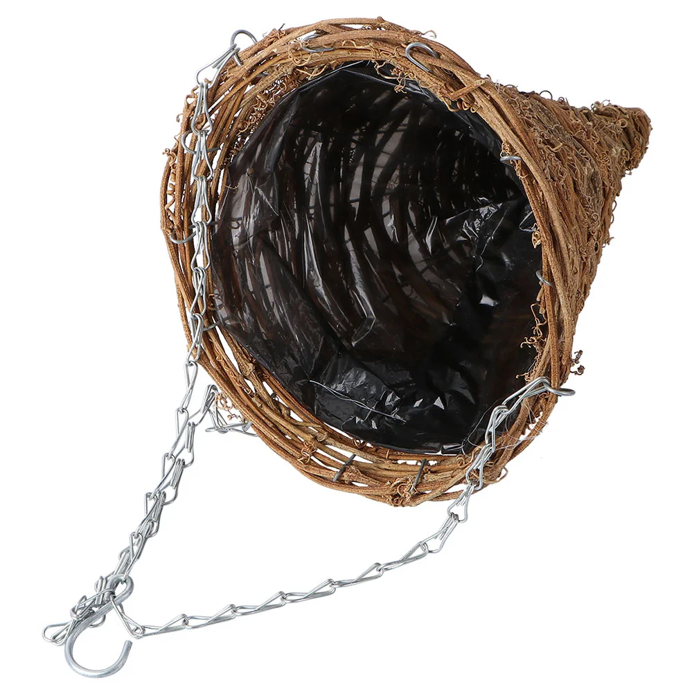 

2 Pcs Flower Basket Wall Mounted Planters Outdoor Rattan Cone Shape Storage Tools Hanging