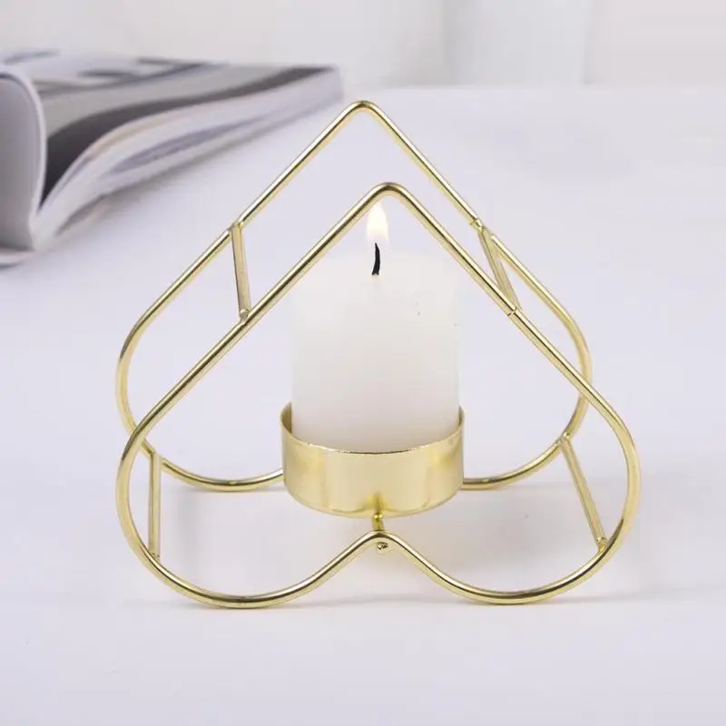 Creative Love Candleholder Decoration Iron Art Gold Aromatherapy Candle Home Wedding Table Decor