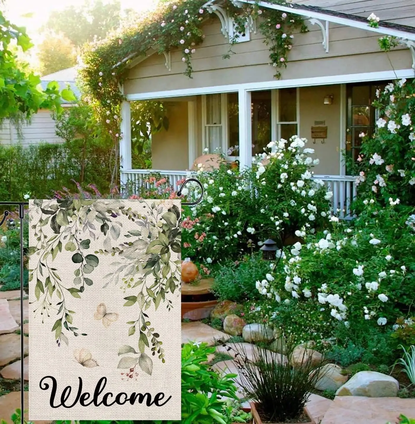 Texupday Добро пожаловать зеленые растения цветочные украшения двухсторонняя