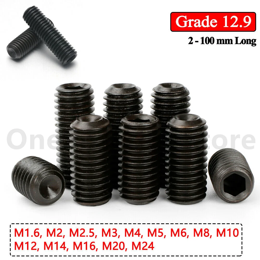 Класс 12,9 от M1,6 до M24, метрические установочные винты с шестигранной головкой и головкой DIN 916